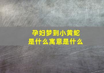 孕妇梦到小黄蛇是什么寓意是什么