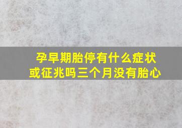 孕早期胎停有什么症状或征兆吗三个月没有胎心