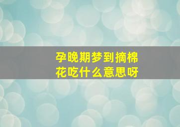 孕晚期梦到摘棉花吃什么意思呀