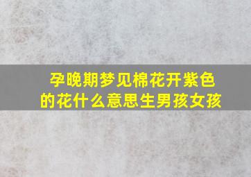 孕晚期梦见棉花开紫色的花什么意思生男孩女孩