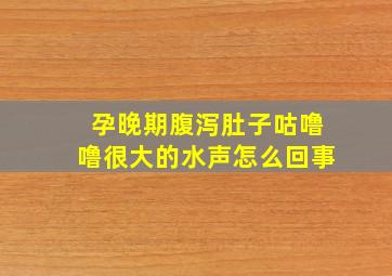 孕晚期腹泻肚子咕噜噜很大的水声怎么回事