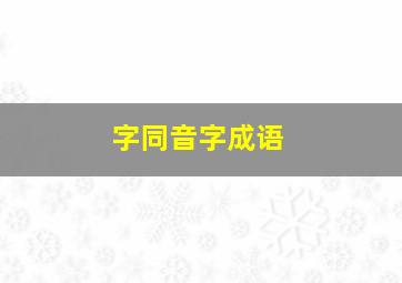 字同音字成语