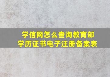 学信网怎么查询教育部学历证书电子注册备案表