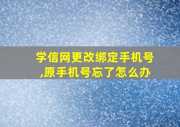 学信网更改绑定手机号,原手机号忘了怎么办