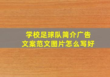 学校足球队简介广告文案范文图片怎么写好