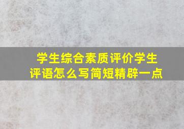 学生综合素质评价学生评语怎么写简短精辟一点