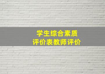 学生综合素质评价表教师评价