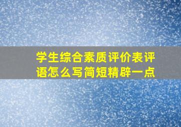 学生综合素质评价表评语怎么写简短精辟一点