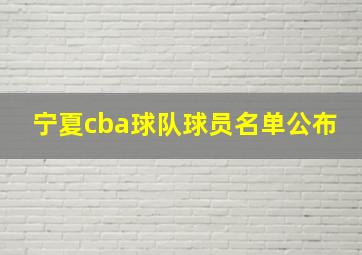 宁夏cba球队球员名单公布