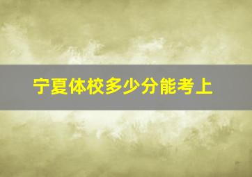 宁夏体校多少分能考上