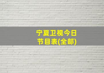 宁夏卫视今日节目表(全部)