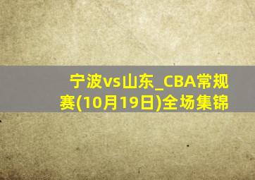 宁波vs山东_CBA常规赛(10月19日)全场集锦