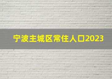 宁波主城区常住人口2023