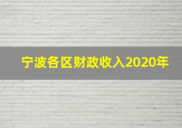 宁波各区财政收入2020年