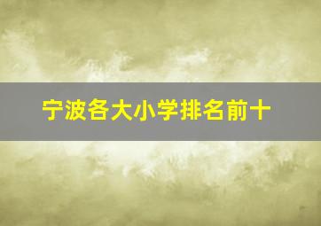 宁波各大小学排名前十