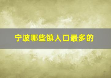 宁波哪些镇人口最多的