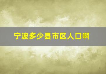 宁波多少县市区人口啊