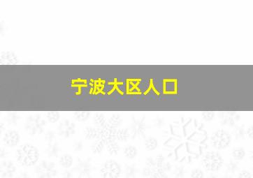 宁波大区人口