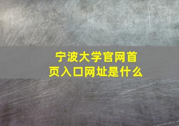 宁波大学官网首页入口网址是什么