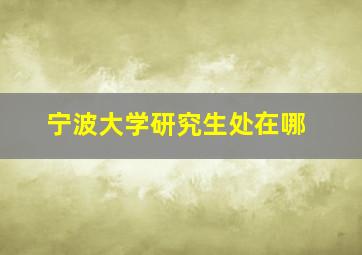 宁波大学研究生处在哪