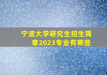 宁波大学研究生招生简章2023专业有哪些