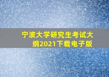 宁波大学研究生考试大纲2021下载电子版