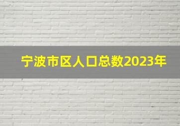 宁波市区人口总数2023年