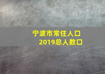 宁波市常住人口2019总人数口