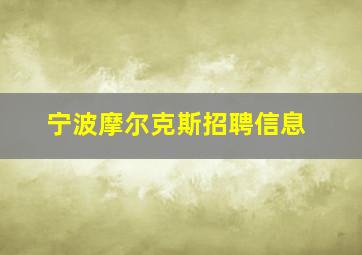 宁波摩尔克斯招聘信息