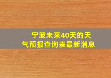 宁波未来40天的天气预报查询表最新消息