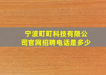 宁波町町科技有限公司官网招聘电话是多少