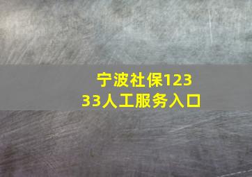 宁波社保12333人工服务入口