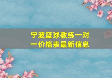 宁波篮球教练一对一价格表最新信息