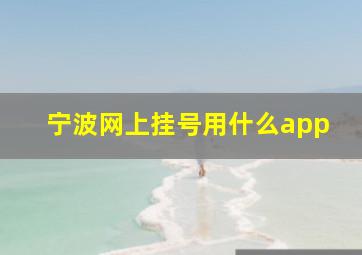 宁波网上挂号用什么app