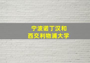 宁波诺丁汉和西交利物浦大学