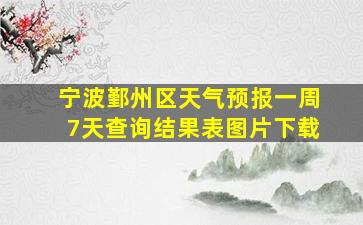 宁波鄞州区天气预报一周7天查询结果表图片下载