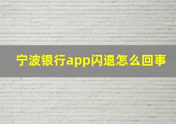 宁波银行app闪退怎么回事