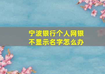 宁波银行个人网银不显示名字怎么办