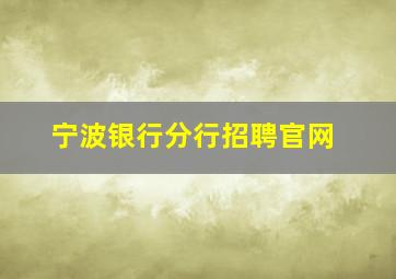 宁波银行分行招聘官网