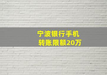 宁波银行手机转账限额20万