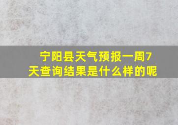 宁阳县天气预报一周7天查询结果是什么样的呢