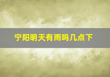 宁阳明天有雨吗几点下