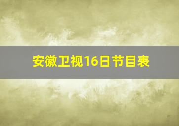 安徽卫视16日节目表