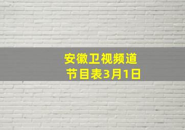 安徽卫视频道节目表3月1日