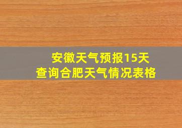 安徽天气预报15天查询合肥天气情况表格