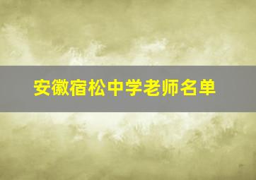 安徽宿松中学老师名单