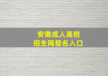 安徽成人高校招生网报名入口