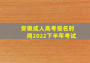 安徽成人高考报名时间2022下半年考试