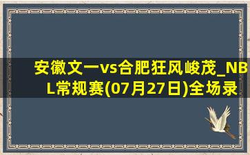 安徽文一vs合肥狂风峻茂_NBL常规赛(07月27日)全场录像