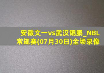 安徽文一vs武汉锟鹏_NBL常规赛(07月30日)全场录像